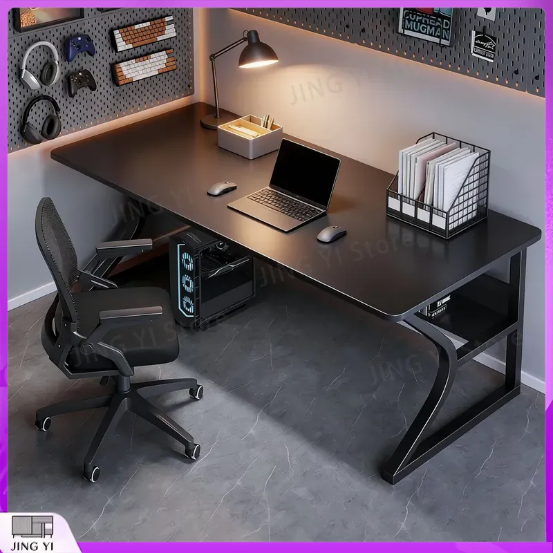 Desk Setup Black And Wood - Bureau de jeu noir pour configuration