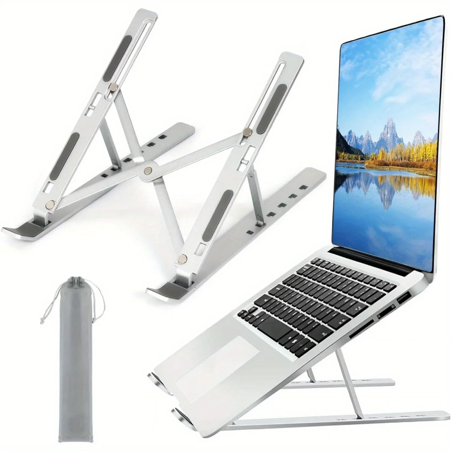 Desk Setup Riser - Support d'ordinateur portable pliable en aluminium,