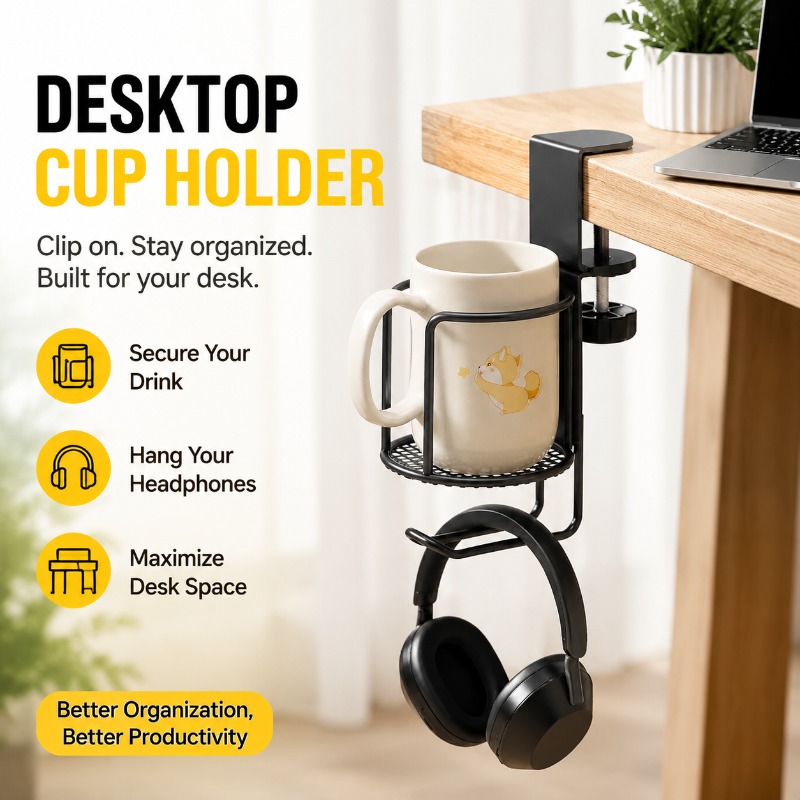 Desk Setup Headphone Stand - Support de tasse et support pour