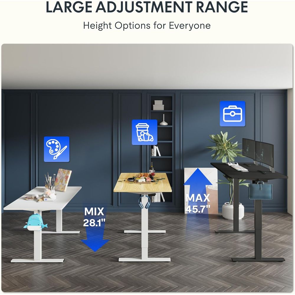Bureau debout électrique monob - Desk Setup Black And Wood avis et prix