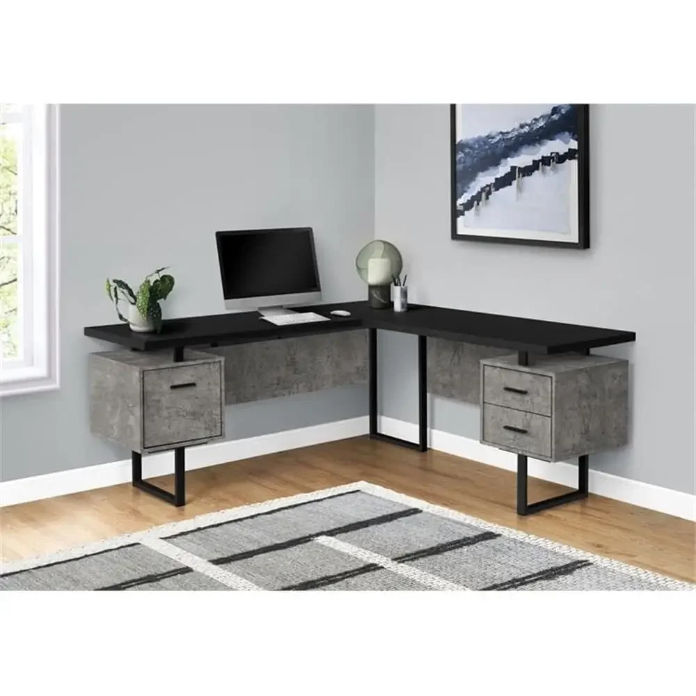 Bureau d'ordinateur en forme d - Desk Setup Black And Wood avis et prix
