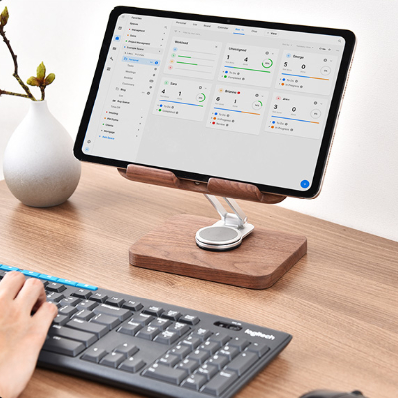 Support pour iPad en noyer noi - Desk Setup Black And Wood avis et prix