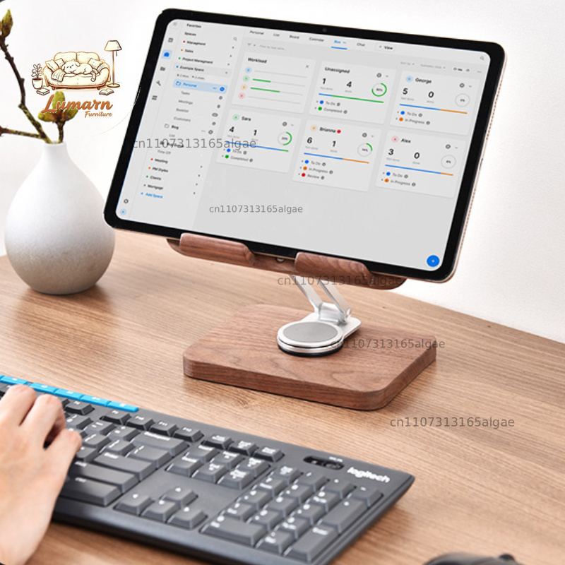 Support pour iPad en noyer noi - Desk Setup Black And Wood avis et prix