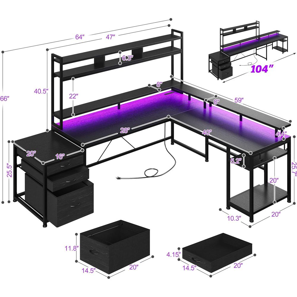 Bureau de jeu en forme de L po - Desk Setup Black And Wood avis et prix