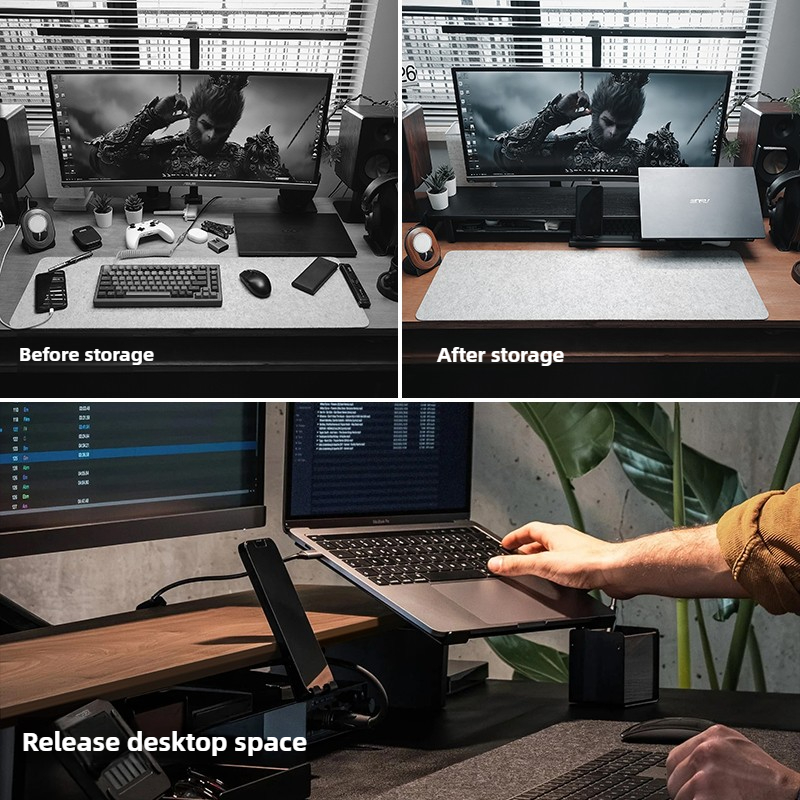 Support de moniteur modulaire, - Desk Setup Black And Wood avis et prix
