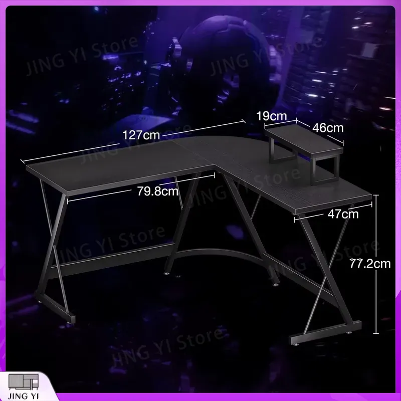 Bureau de jeu en forme de L av - Desk Setup Black And Wood avis et prix